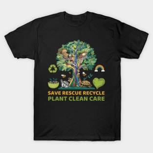 Save Bees Rescue Animals Recycle Plastic Earth Day T-Shirt